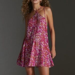 Anthropologie Mini Dress Relaxed Lightweight Fit Spaghetti Strap Swing Sz Small